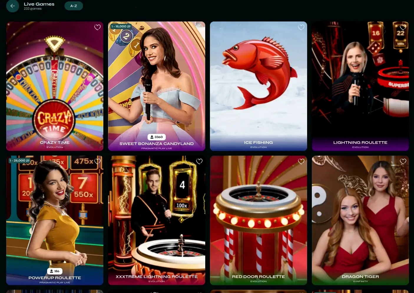 Panel logowania Boomerang Casino z widokiem na katalog gier